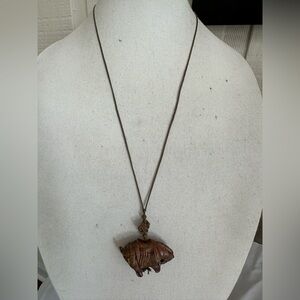Hand carved vintage Japanese horse necklace